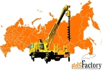 Бурение отверстий под ЛЭП и установка опор освещения на Юге России