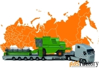 Услуги перевозки комбайнов с жатками на низкорамных тралах по России