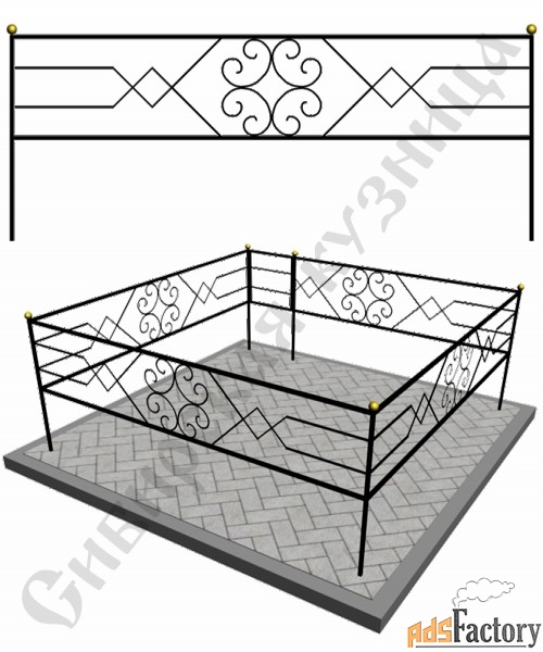 Изготовление кованой оградки на могилу №23 (по вашим размерам)