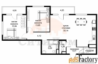 3 - комн.  квартира, 77.00 м², 1/4 эт.