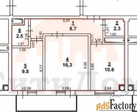2 - комн.  квартира, 50.00 м², 7/9 эт.
