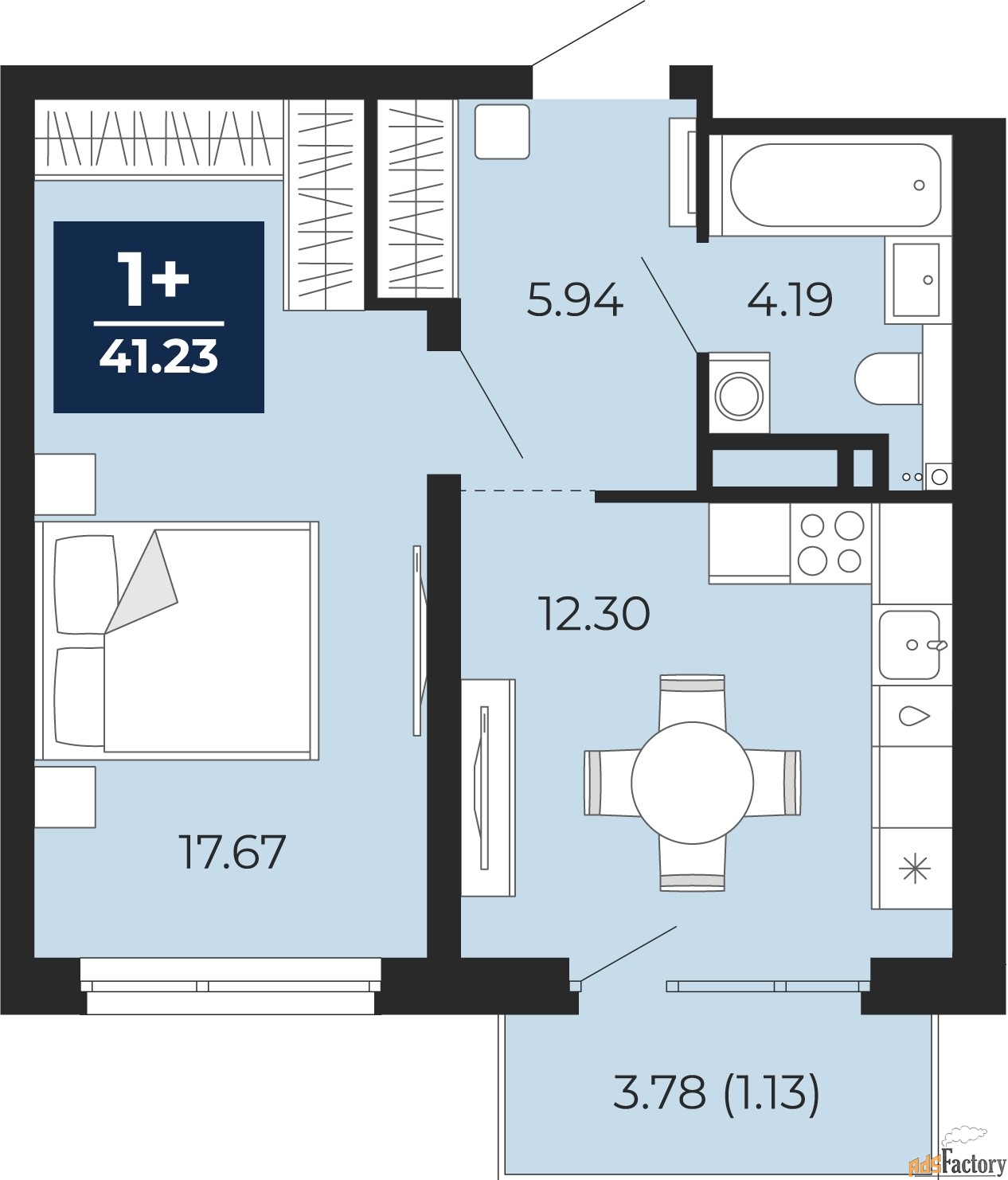 1 - комн. квартира, 40.1 м², 10/23 эт.