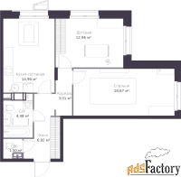 2 - комн.  квартира, 62.44 м², 3/11 эт.