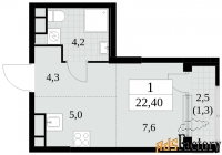 1 - комн.  квартира, 22.4 м², 9/30 эт.