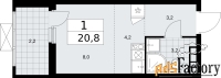 1 - комн.  квартира, 20.8 м², 4/19 эт.