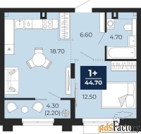 1 - комн.  квартира, 44.7 м², 2/18 эт.