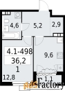 1 - комн.  квартира, 36.2 м², 14/22 эт.