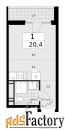 1 - комн.  квартира, 20.4 м², 13/15 эт.