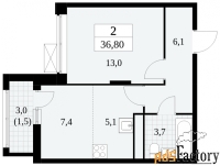 2 - комн.  квартира, 36.8 м², 14/16 эт.