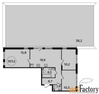 3 - комн.  квартира, 107.2 м², 2/6 эт.