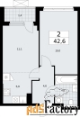 2 - комн.  квартира, 42.6 м², 12/19 эт.