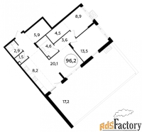 3 - комн.  квартира, 95.3 м², 3/18 эт.