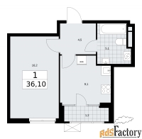 1 - комн.  квартира, 36.1 м², 8/16 эт.