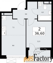 2 - комн.  квартира, 36.6 м², 7/9 эт.