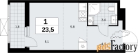 1 - комн.  квартира, 23.5 м², 18/19 эт.