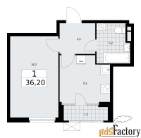 1 - комн.  квартира, 36.2 м², 4/16 эт.