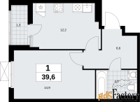 1 - комн.  квартира, 39.6 м², 15/18 эт.