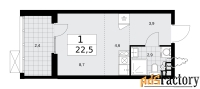 1 - комн.  квартира, 22.5 м², 8/15 эт.