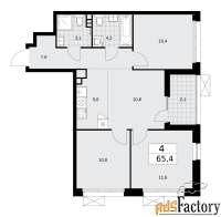 4 - комн.  квартира, 65.4 м², 13/15 эт.