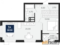 1 - комн.  квартира, 50.5 м², 5/15 эт.