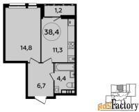 1 - комн.  квартира, 38.4 м², 20/23 эт.