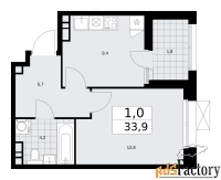 1 - комн.  квартира, 33.9 м², 16/21 эт.