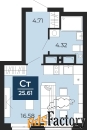 1 - комн.  квартира, 25.61 м², 3/24 эт.