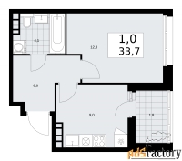 1 - комн.  квартира, 33.7 м², 15/24 эт.