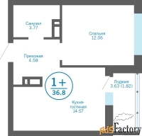 1 - комн.  квартира, 36.8 м², 12/14 эт.