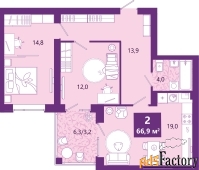 2 - комн.  квартира, 67.4 м², 2/4 эт.