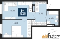 1 - комн.  квартира, 43.08 м², 16/24 эт.