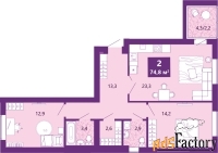 2 - комн.  квартира, 74.8 м², 2/4 эт.