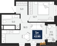 1 - комн.  квартира, 41 м², 7/16 эт.