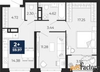 2 - комн.  квартира, 59.97 м², 11/14 эт.