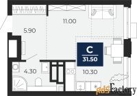 1 - комн.  квартира, 31.5 м², 20/24 эт.