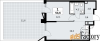 1 - комн.  квартира, 53.6 м², 2/17 эт.