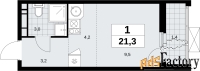 1 - комн.  квартира, 21.3 м², 19/19 эт.