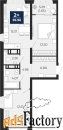 2 - комн.  квартира, 59.96 м², 7/22 эт.