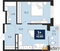 1 - комн.  квартира, 42.6 м², 6/14 эт.