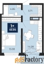 1 - комн.  квартира, 40.94 м², 21/22 эт.