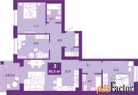 3 - комн.  квартира, 83.4 м², 4/4 эт.