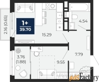 1 - комн.  квартира, 39.7 м², 15/17 эт.