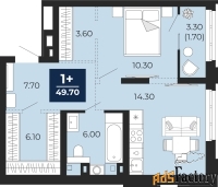 1 - комн.  квартира, 49.7 м², 2/14 эт.