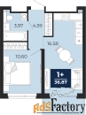 1 - комн.  квартира, 36.87 м², 17/22 эт.