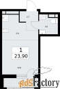 1 - комн.  квартира, 23.9 м², 5/9 эт.