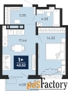 1 - комн.  квартира, 43.52 м², 21/22 эт.