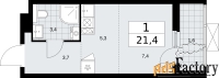 1 - комн.  квартира, 21.4 м², 11/19 эт.