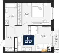 1 - комн.  квартира, 44.4 м², 4/16 эт.