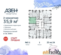 2 - комн.  квартира, 35.9 м², 23/24 эт.