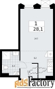 1 - комн.  квартира, 28.1 м², 5/11 эт.